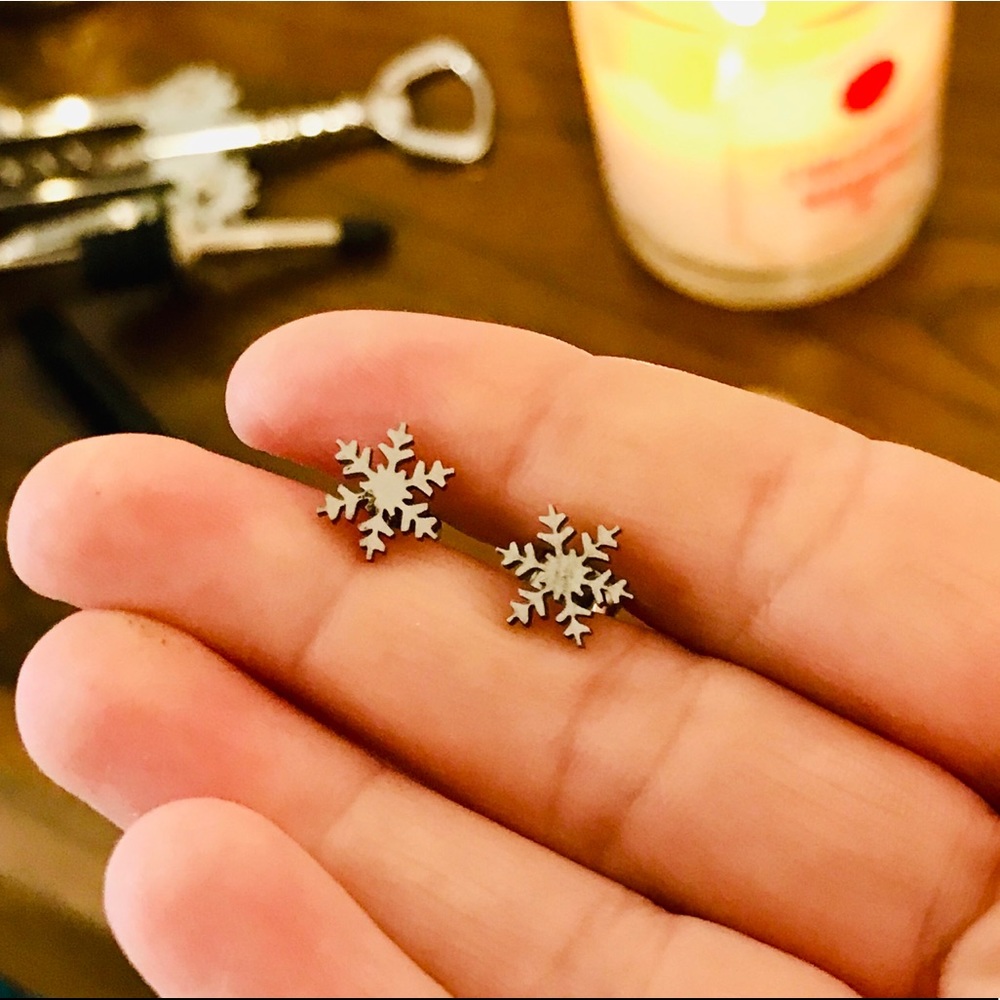 Mini Stainless Steel Snowflake Earrings